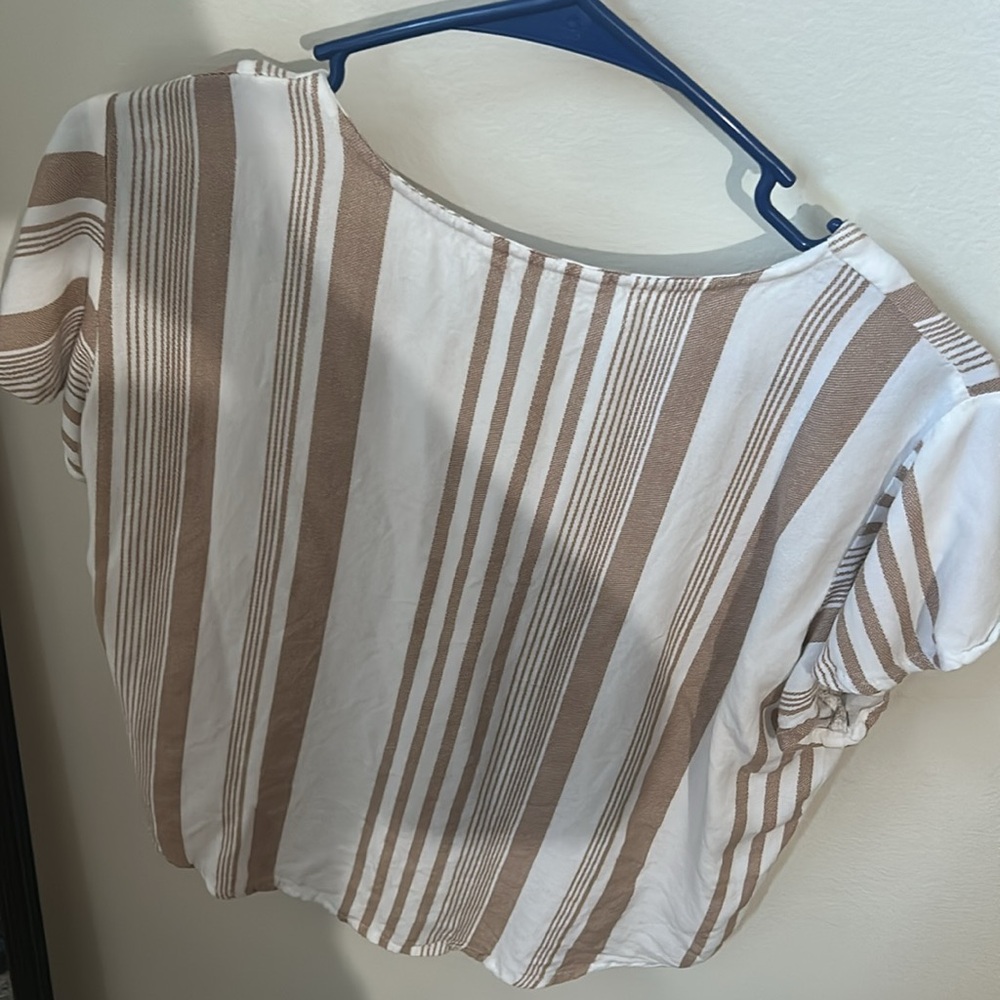 Striped V-Neck Tie-Front Blouse - Picture 3 of 4